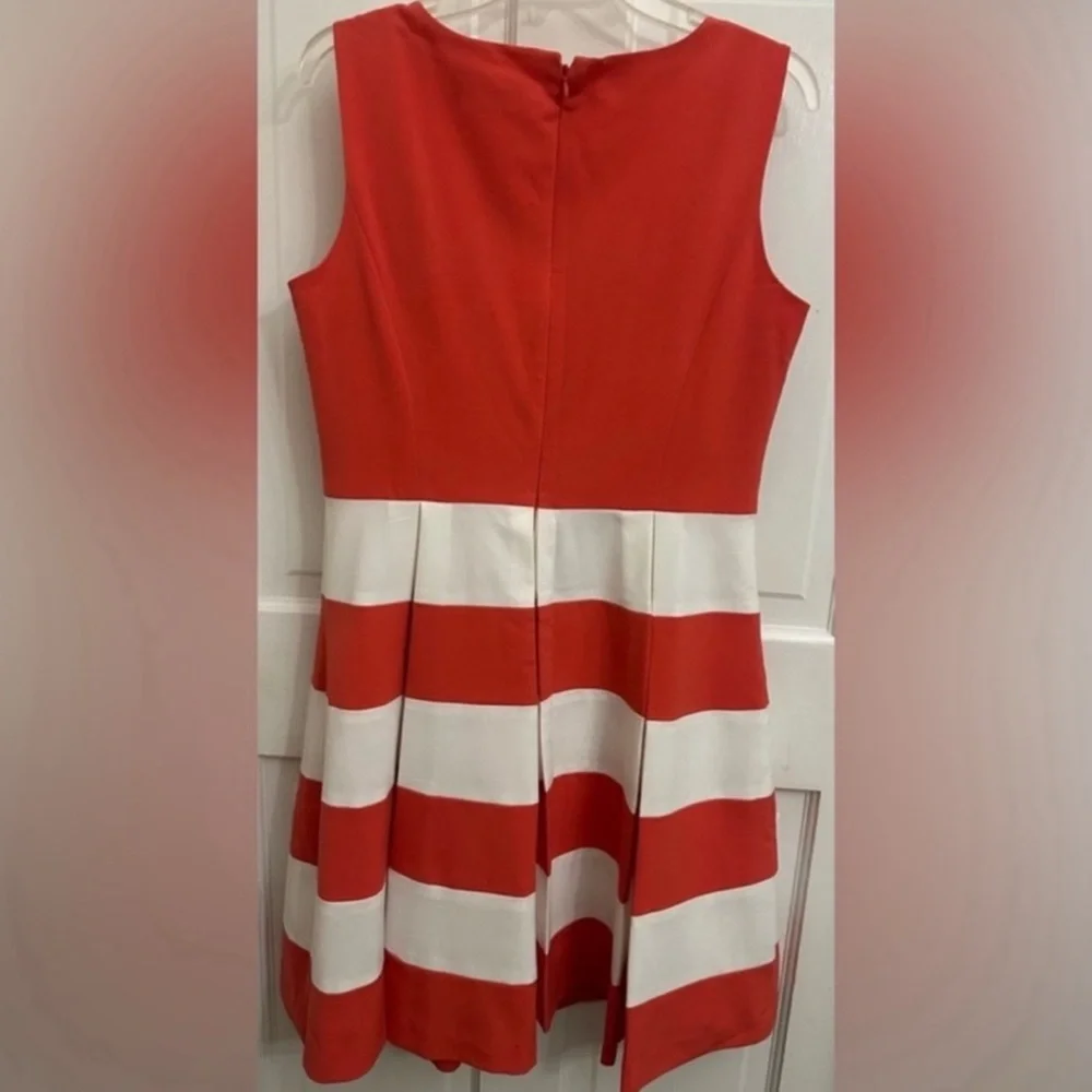 Nine West Coral Striped Box Pleat Dress - Picture 5 of 8